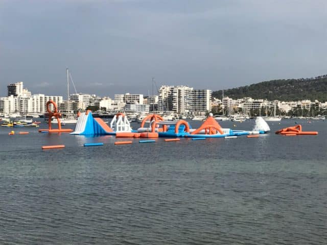 Fun Waterpark With Inflatables In The Harbor