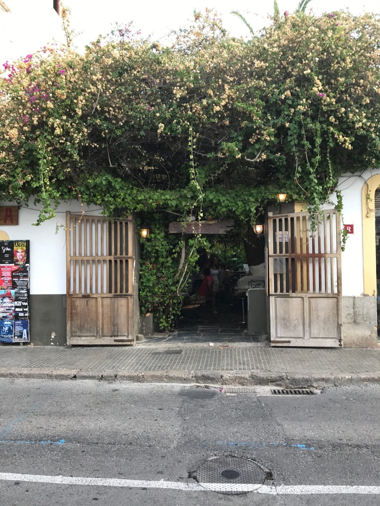 Small Vine-Decorate Restaurant Entrance On Street