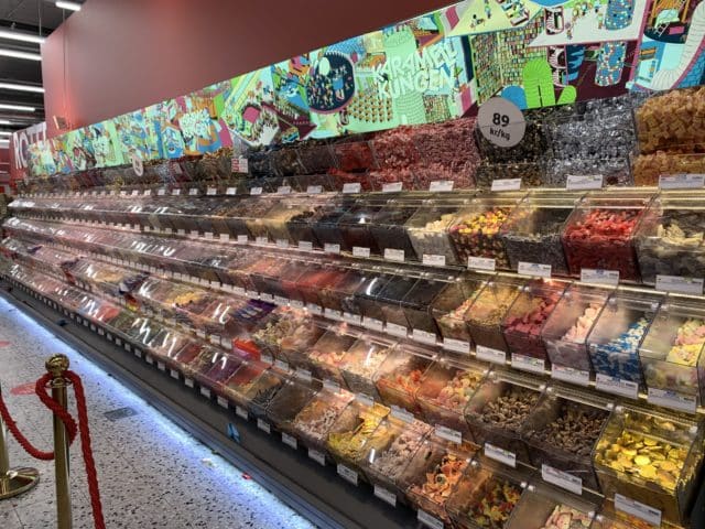 Long Row Of Various Flavors And Kinds Of Candy