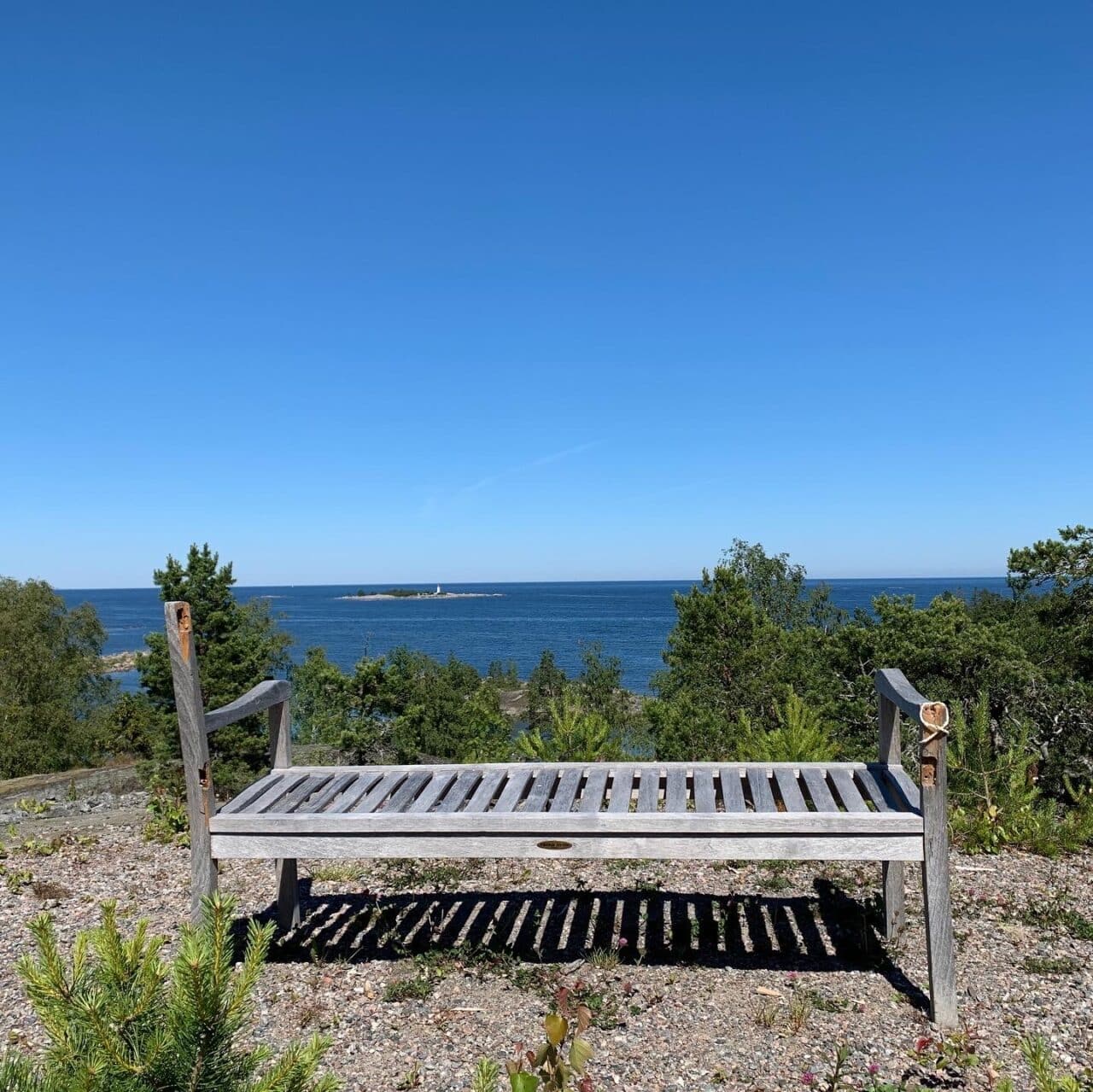 Viewpoint With Bench Overlooking The Sea And Island
