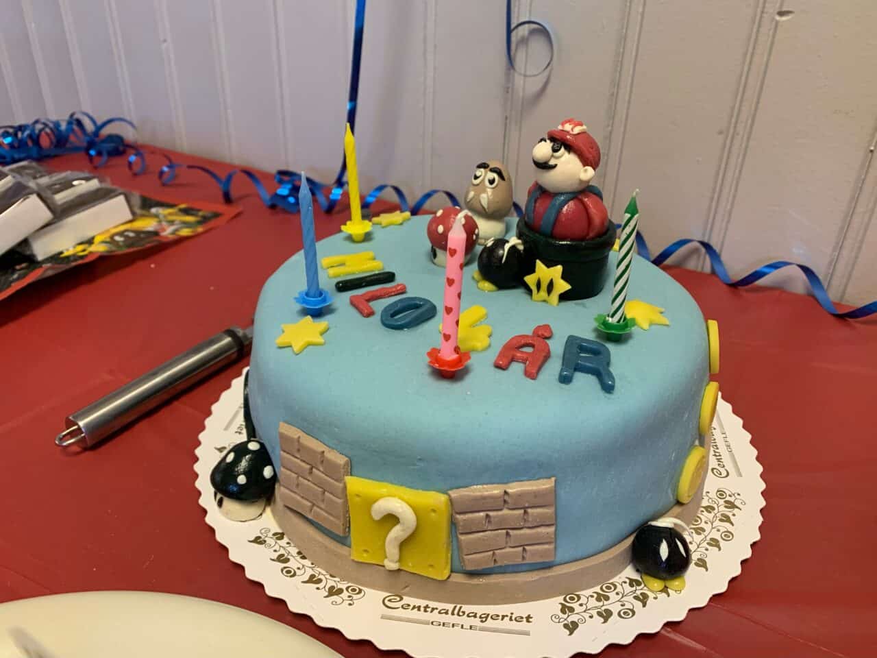 Super Mario Birthday Cake With Characters And Candles