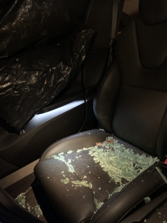 Broken Window Glass On Seat