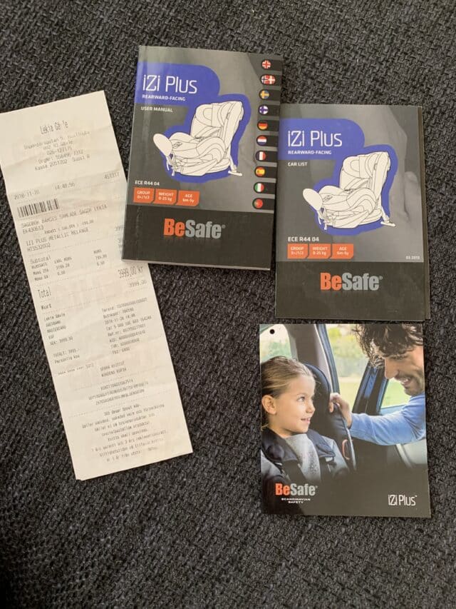 Child Safety Car Seat Pamphlet And Receipt