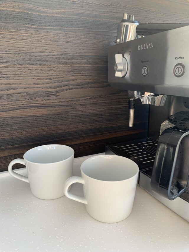 White Coffee Cups By Krups Coffee Machine