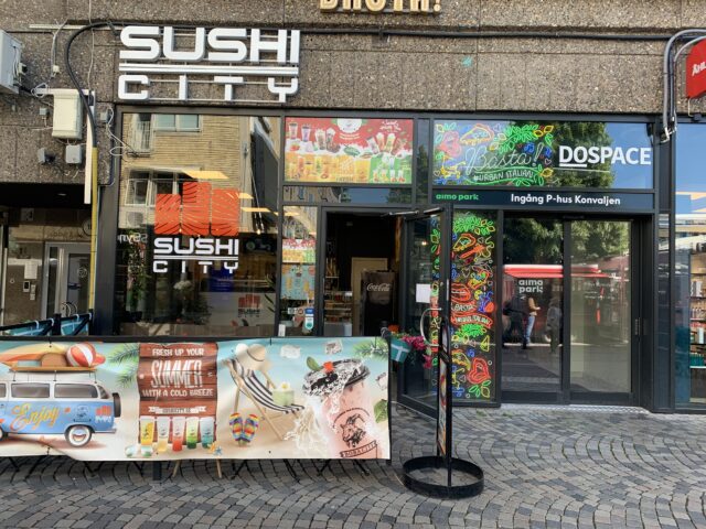 Colorful Sushi City Restaurant Store Front