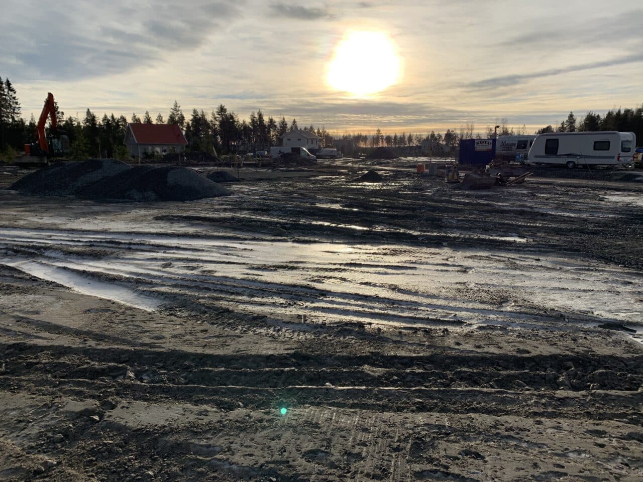 Sunset At A Construction Site