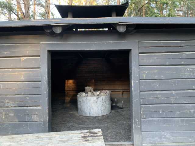 Firepit In An Exercise Trail Wooden Hut