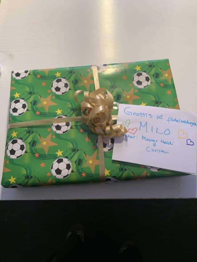 Football Wrapping Paper On Birthday Gift