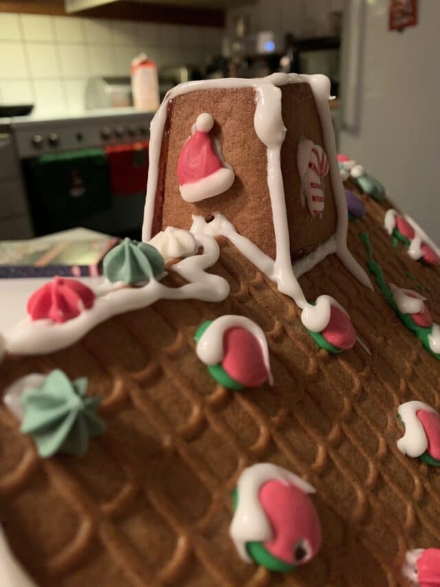 Chimney On A Gingerbread House With Candy And Frosting