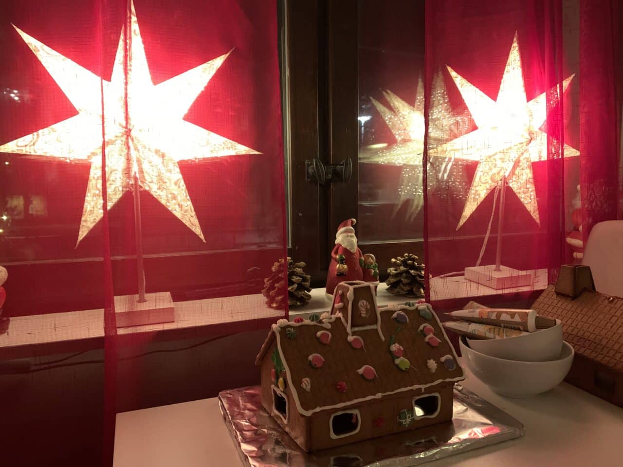 Window Christmas Decorations And A Gingerbread House