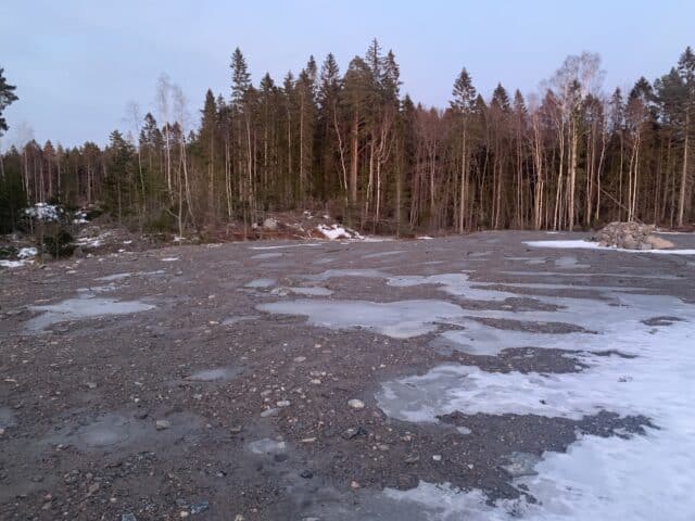 Gravel Land Plot In Forest In Winter
