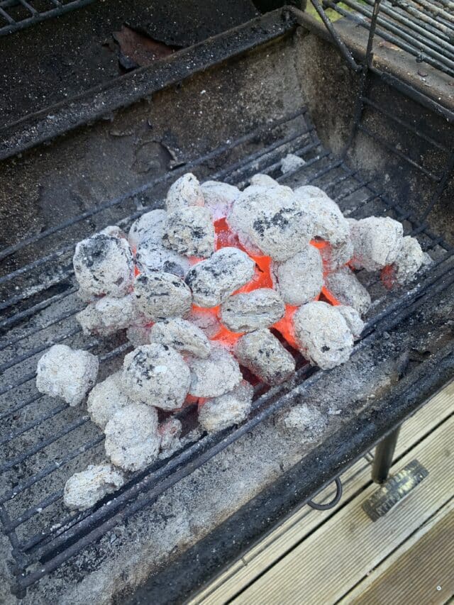 Glowing Hot Brickettes On A Grill