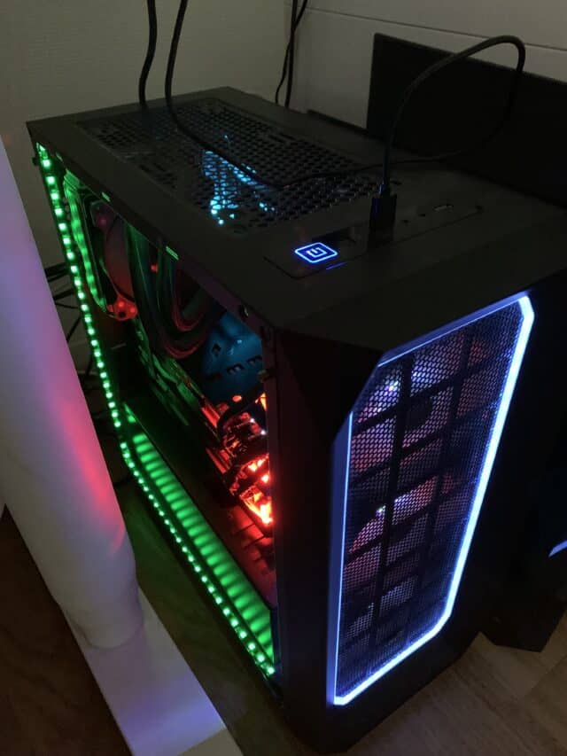 Computer Tower With Multi Color LED Lights And Cables
