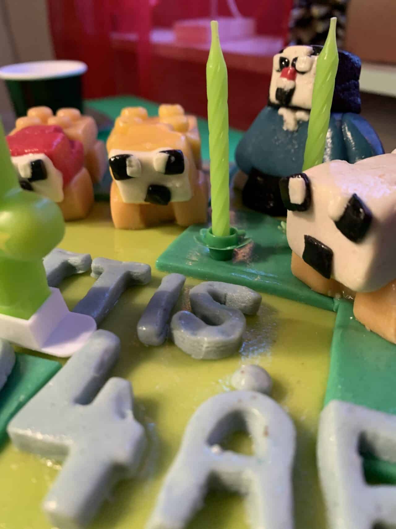 Marzipan Minecraft Birthday Cake With Candles