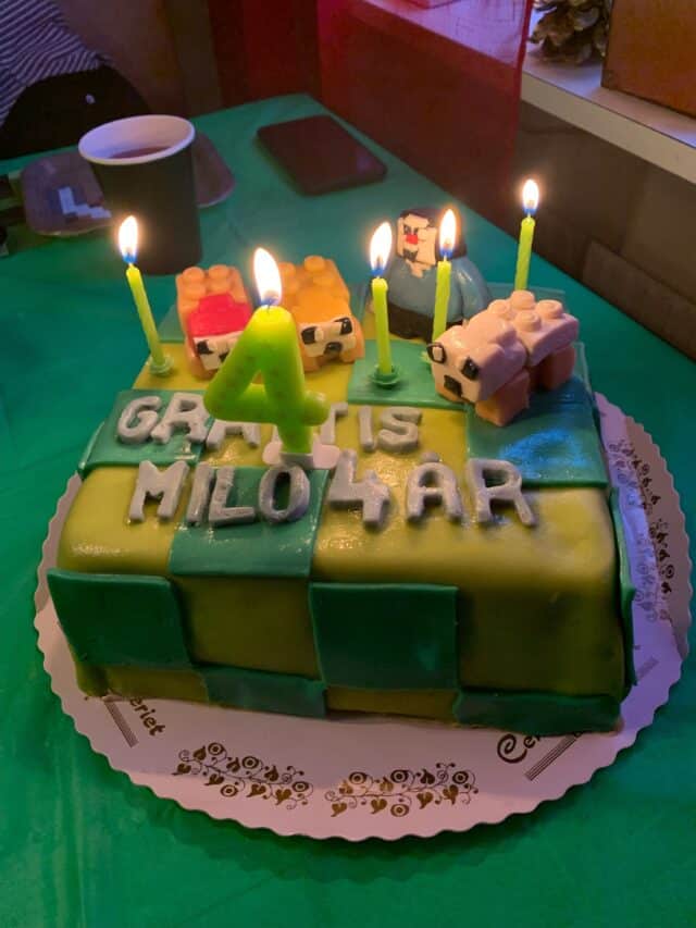 Green Minecraft Marzipan Birthday Cake With Characters