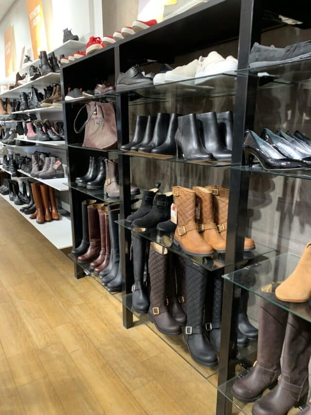 Shoes On Racks In Shoe Store