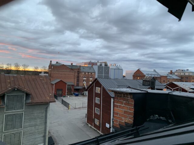 Old Storage Buildings By Coffee Factory By Sunset