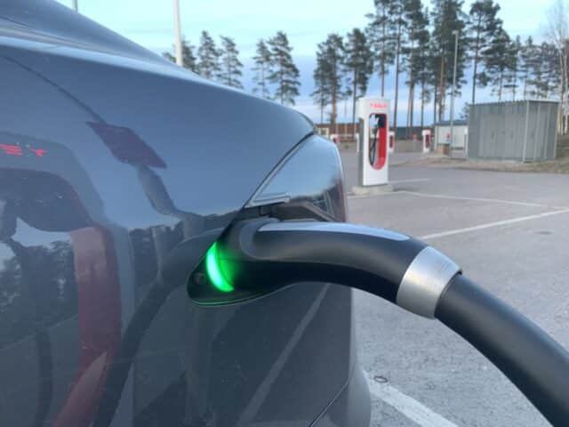 Tesla Charging Cable At Supercharger Stattion
