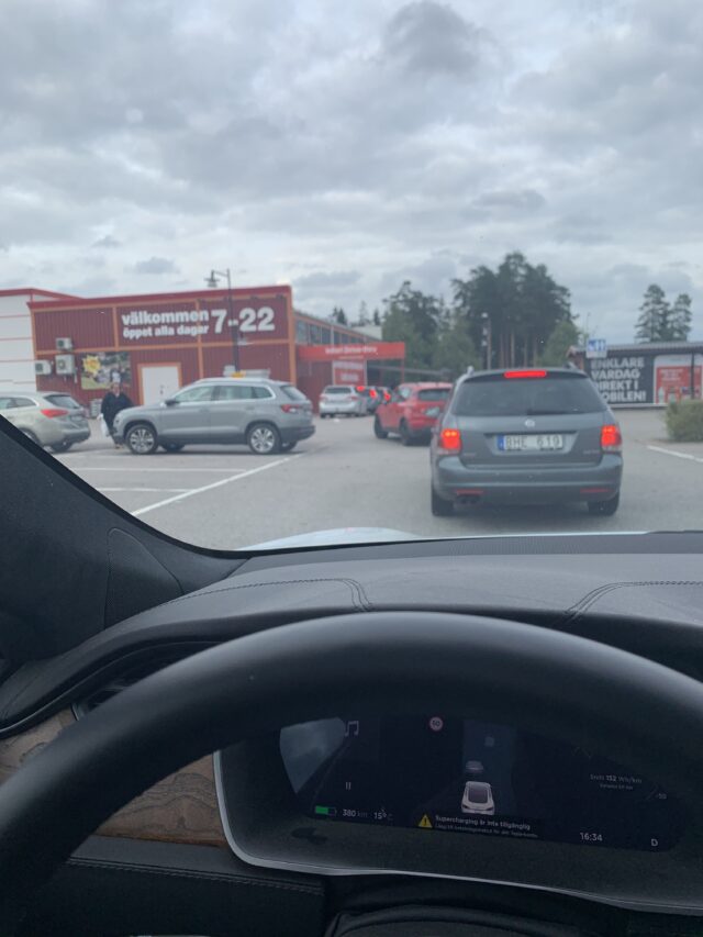 Tesla Waiting In Food Delivery Queue At Store