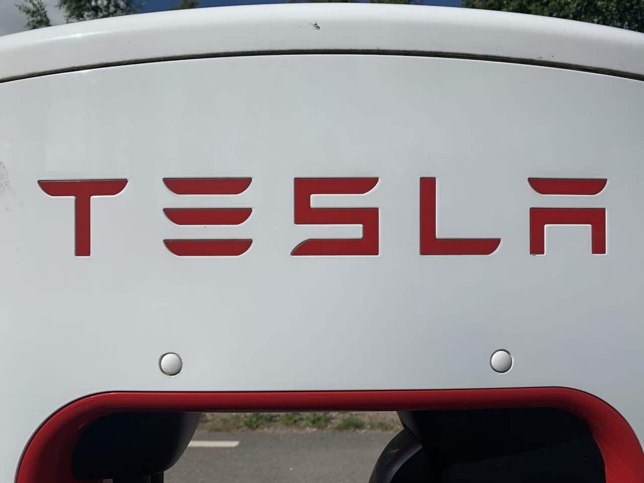 Tesla Logo On Supercharger Station Charger Unit