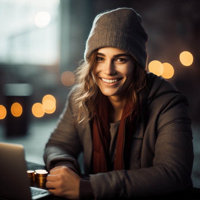Woman Using Blockchain Paying With Cryptocurrency