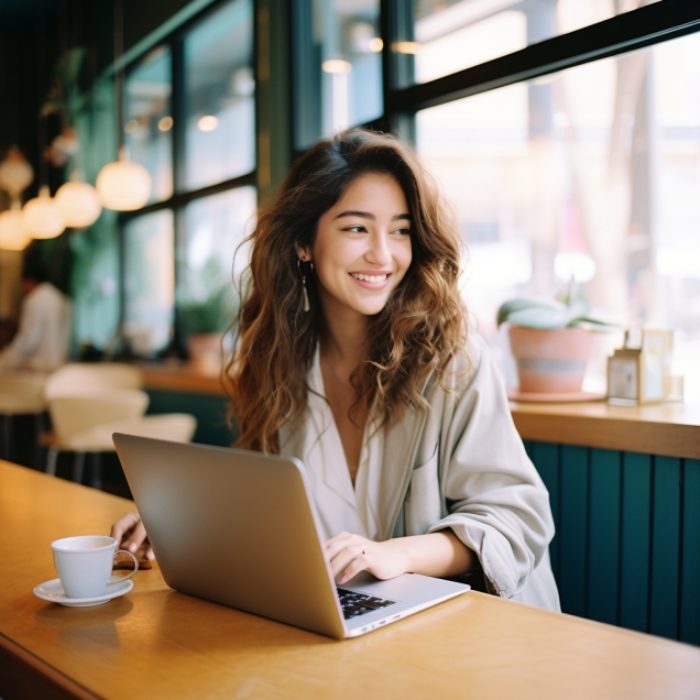 Female Writing Essay Using Laptop And Google Docs