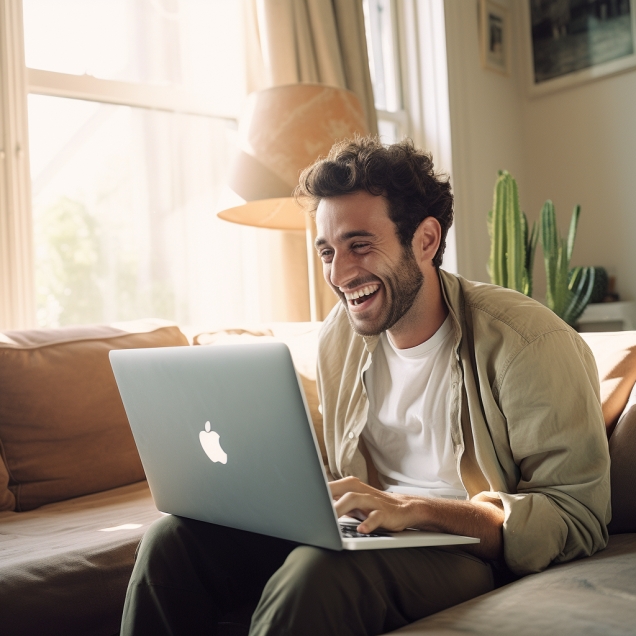 Man Playing Games Online On His Laptop