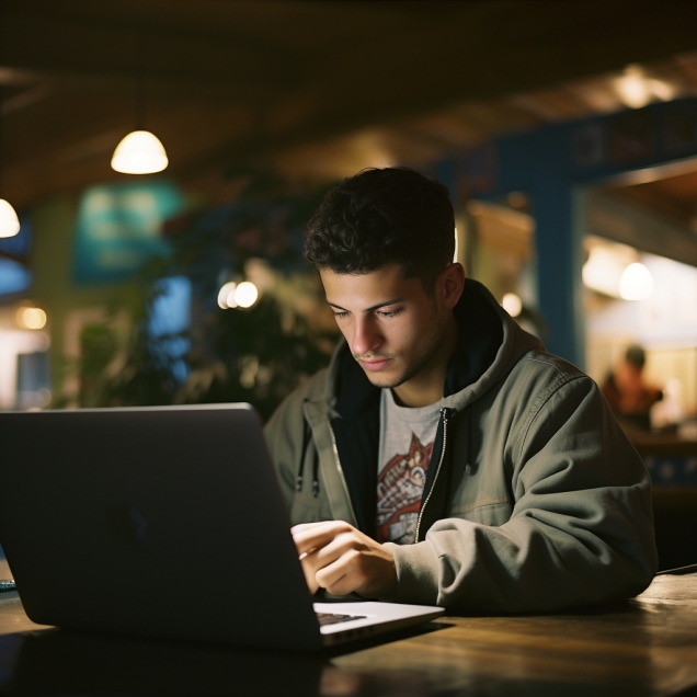 Man Working With His Business Via His Laptop